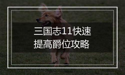 三国志11快速提高爵位攻略