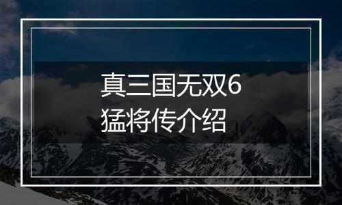 真三国无双6猛将传介绍