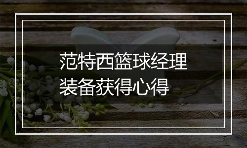 范特西篮球经理装备获得心得