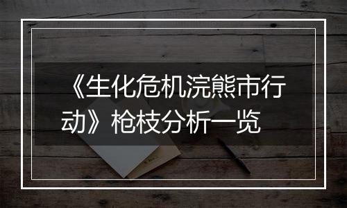 《生化危机浣熊市行动》枪枝分析一览