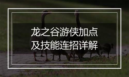 龙之谷游侠加点及技能连招详解