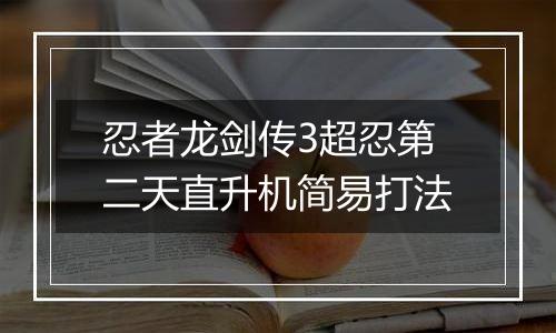 忍者龙剑传3超忍第二天直升机简易打法