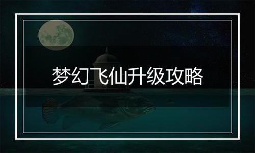 梦幻飞仙升级攻略