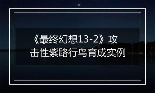 《最终幻想13-2》攻击性紫路行鸟育成实例