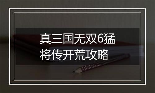 真三国无双6猛将传开荒攻略