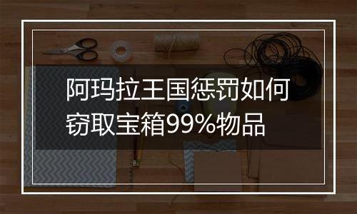 阿玛拉王国惩罚如何窃取宝箱99%物品