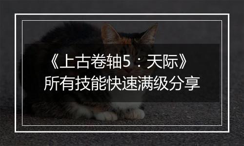 《上古卷轴5：天际》所有技能快速满级分享