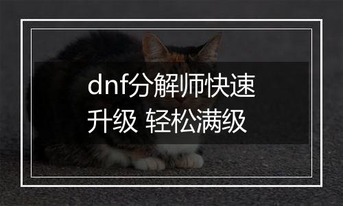 dnf分解师快速升级 轻松满级