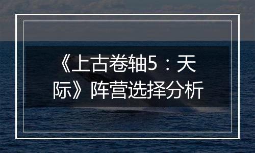 《上古卷轴5：天际》阵营选择分析