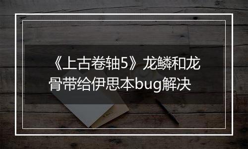 《上古卷轴5》龙鳞和龙骨带给伊思本bug解决