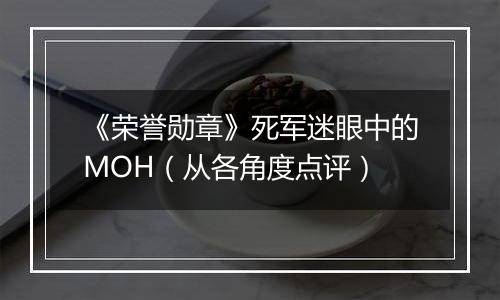 《荣誉勋章》死军迷眼中的MOH（从各角度点评）