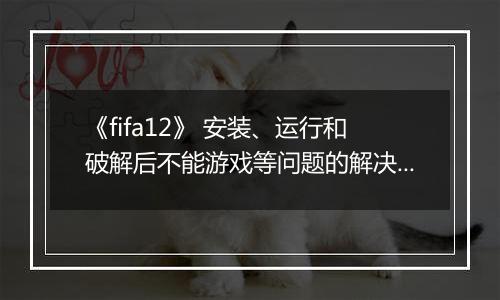 《fifa12》 安装、运行和破解后不能游戏等问题的解决办法