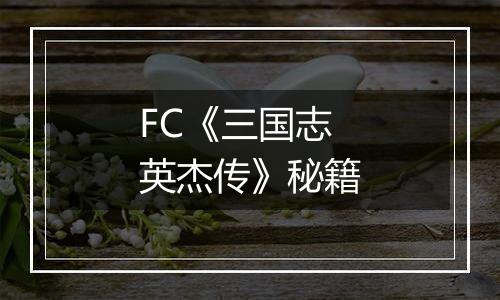 FC《三国志英杰传》秘籍