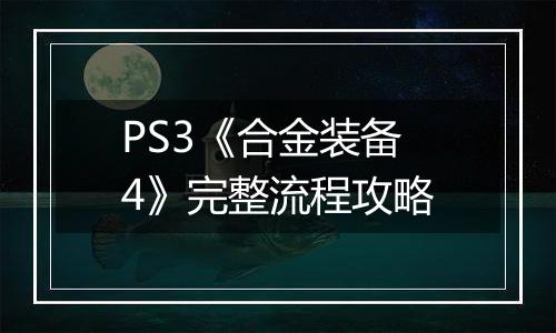 PS3《合金装备4》完整流程攻略