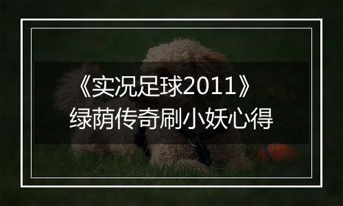 《实况足球2011》绿荫传奇刷小妖心得