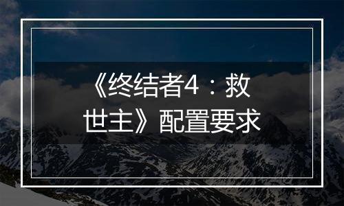 《终结者4：救世主》配置要求