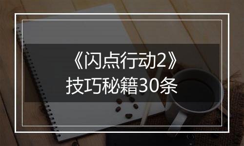 《闪点行动2》技巧秘籍30条