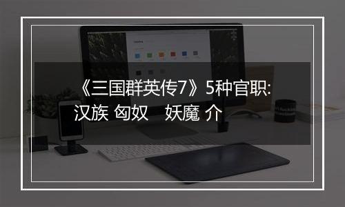 《三国群英传7》5种官职:汉族 匈奴   妖魔 介