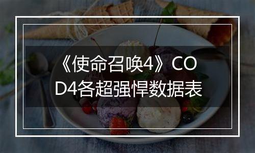 《使命召唤4》COD4各超强悍数据表