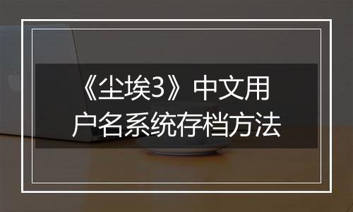 《尘埃3》中文用户名系统存档方法