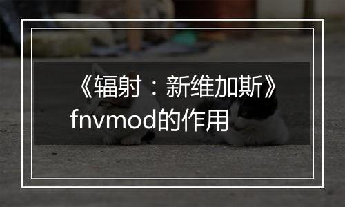《辐射：新维加斯》fnvmod的作用
