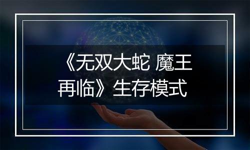 《无双大蛇 魔王再临》生存模式