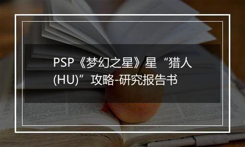 PSP《梦幻之星》星“猎人(HU)”攻略-研究报告书