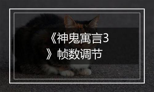 《神鬼寓言3》帧数调节