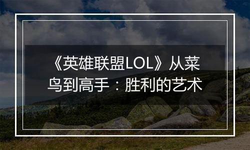 《英雄联盟LOL》从菜鸟到高手：胜利的艺术