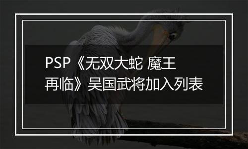 PSP《无双大蛇 魔王再临》吴国武将加入列表
