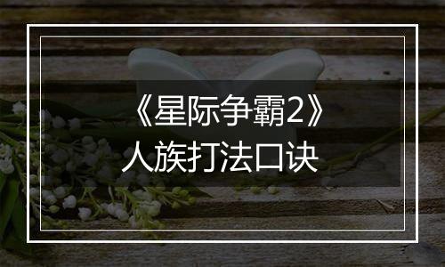 《星际争霸2》人族打法口诀