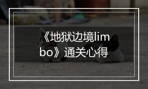 《地狱边境limbo》通关心得