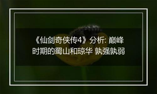 《仙剑奇侠传4》分析: 巅峰时期的蜀山和琼华 孰强孰弱