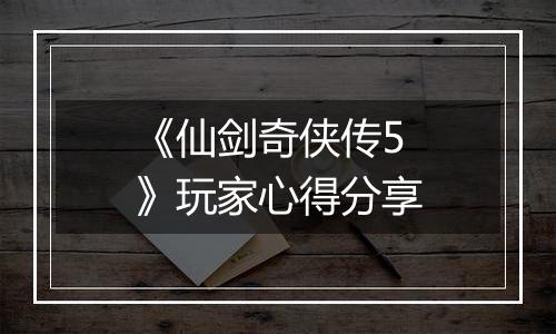 《仙剑奇侠传5》玩家心得分享