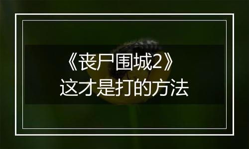 《丧尸围城2》这才是打的方法