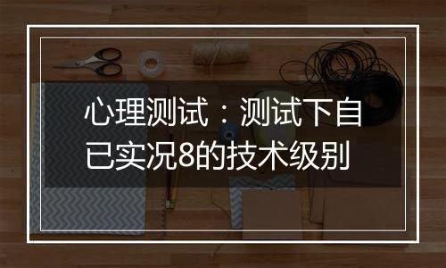 心理测试：测试下自已实况8的技术级别