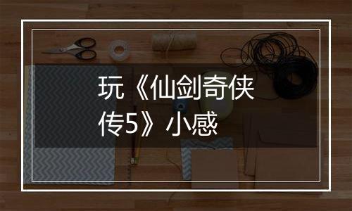 玩《仙剑奇侠传5》小感