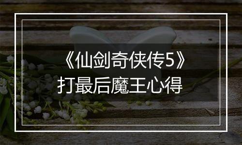 《仙剑奇侠传5》打最后魔王心得