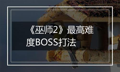 《巫师2》最高难度BOSS打法