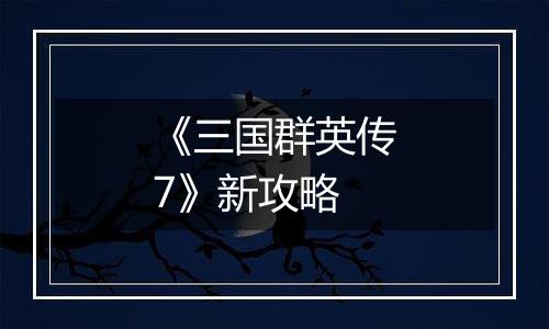 《三国群英传7》新攻略