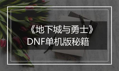 《地下城与勇士》DNF单机版秘籍