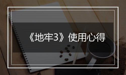 《地牢3》使用心得