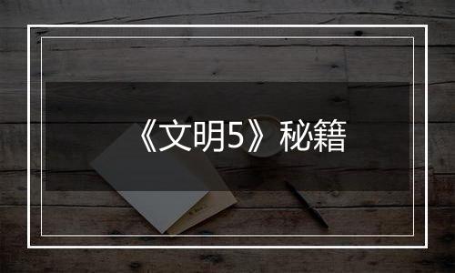 《文明5》秘籍