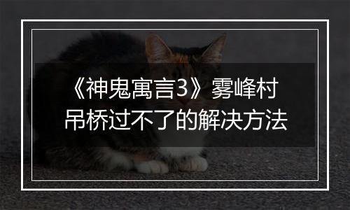 《神鬼寓言3》雾峰村吊桥过不了的解决方法