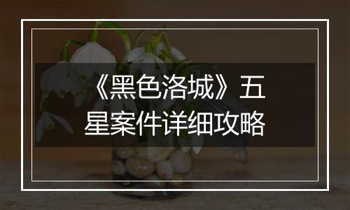 《黑色洛城》五星案件详细攻略