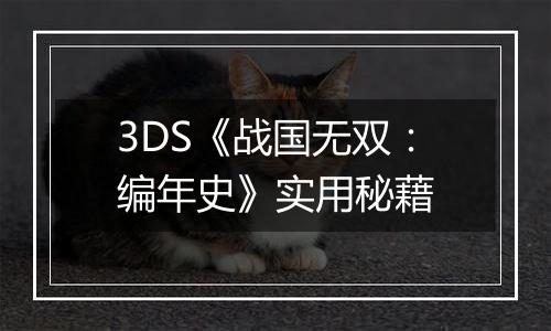 3DS《战国无双：编年史》实用秘藉