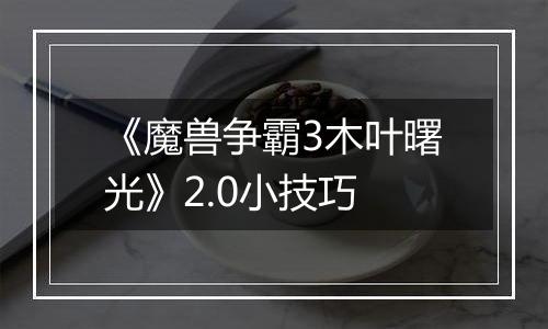 《魔兽争霸3木叶曙光》2.0小技巧
