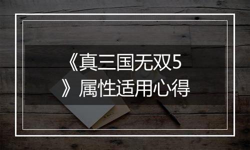 《真三国无双5》属性适用心得