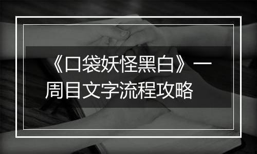 《口袋妖怪黑白》一周目文字流程攻略