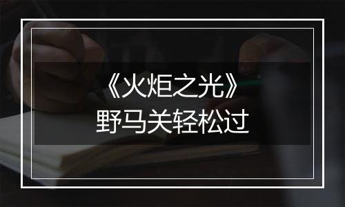 《火炬之光》野马关轻松过